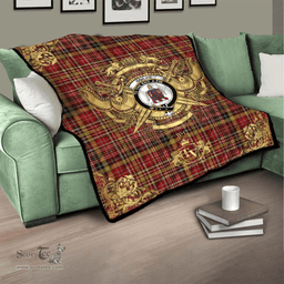 Scottish Ogilvie (Ogilvy) of Strathallan Clan Tartan Quilt - Military Logo Style Scottish Plaid Tartan Plaid