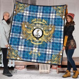 Scottish Roberton Clan Tartan Quilt - Military Logo Style Scottish Plaid Tartan Plaid