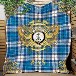 Scottish Roberton Clan Tartan Quilt - Military Logo Style Scottish Plaid Tartan Plaid