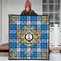Scottish Roberton Clan Tartan Quilt - Military Logo Style Scottish Plaid Tartan Plaid
