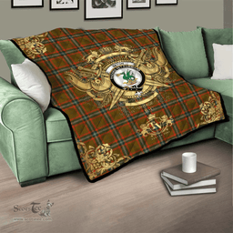Scottish Seton Hunting Modern Clan Tartan Quilt - Military Logo Style Scottish Plaid Tartan Plaid
