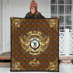 Scottish Seton Hunting Modern Clan Tartan Quilt - Military Logo Style Scottish Plaid Tartan Plaid