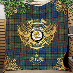 Scottish Nicolson Hunting Ancient Clan Tartan Quilt - Military Logo Style Scottish Plaid Tartan Plaid