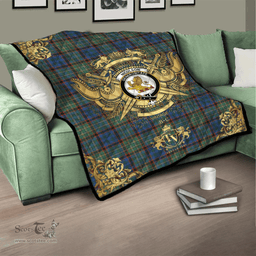 Scottish Nicolson Hunting Ancient Clan Tartan Quilt - Military Logo Style Scottish Plaid Tartan Plaid
