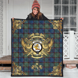 Scottish Nicolson Hunting Ancient Clan Tartan Quilt - Military Logo Style Scottish Plaid Tartan Plaid
