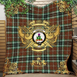 Scottish Thomson Hunting Modern Clan Tartan Quilt - Military Logo Style Scottish Plaid Tartan Plaid