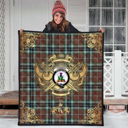 Scottish Thomson Hunting Modern Clan Tartan Quilt - Military Logo Style Scottish Plaid Tartan Plaid