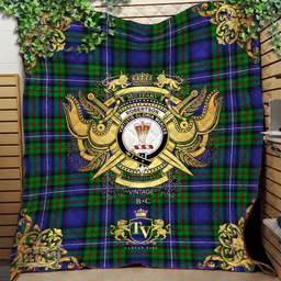 Scottish Robertson Hunting Modern Clan Tartan Quilt - Military Logo Style Scottish Plaid Tartan Plaid