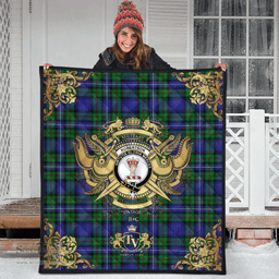 Scottish Robertson Hunting Modern Clan Tartan Quilt - Military Logo Style Scottish Plaid Tartan Plaid