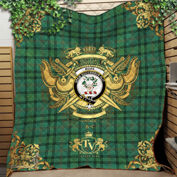 Scottish Ross Hunting Ancient Clan Tartan Quilt - Military Logo Style Scottish Plaid Tartan Plaid