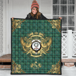 Scottish Ross Hunting Ancient Clan Tartan Quilt - Military Logo Style Scottish Plaid Tartan Plaid