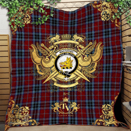Scottish MacTavish 02 Clan Tartan Quilt - Military Logo Style Scottish Plaid Tartan Plaid