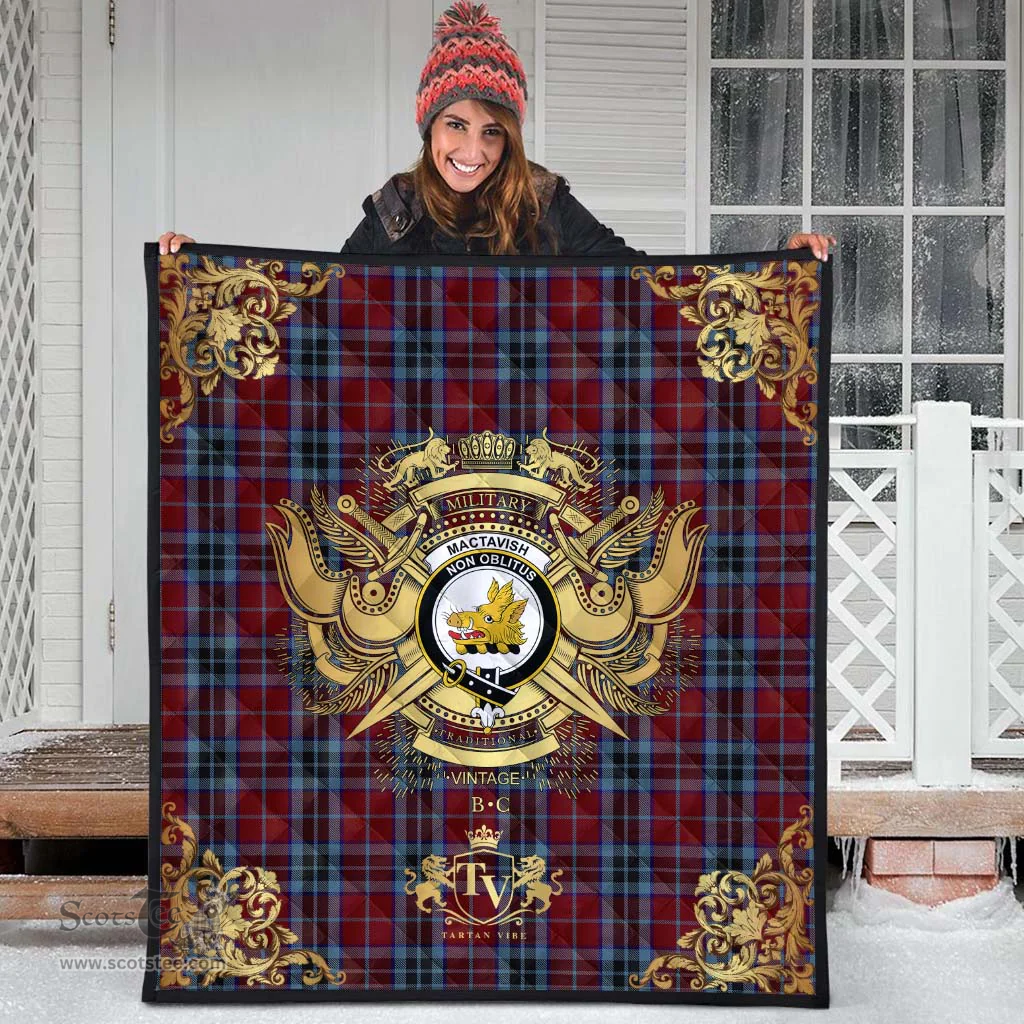 Scottish MacTavish 02 Clan Tartan Quilt - Military Logo Style Scottish Plaid Tartan Plaid