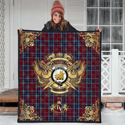 Scottish MacTavish 02 Clan Tartan Quilt - Military Logo Style Scottish Plaid Tartan Plaid