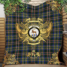 Scottish Scott Green Modern Clan Tartan Quilt - Military Logo Style Scottish Plaid Tartan Plaid