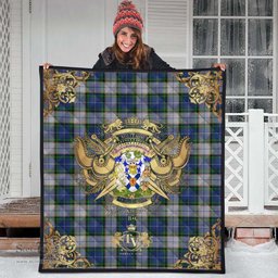 Scottish Nova Scotia District Dress Clan Tartan Quilt - Military Logo Style Scottish Plaid Tartan Plaid