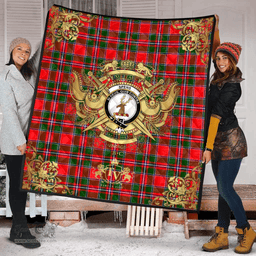 Scottish Spens Modern Clan Tartan Quilt - Military Logo Style Scottish Plaid Tartan Plaid