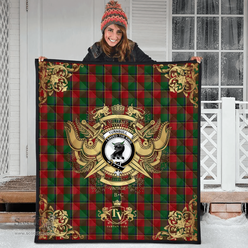 Scottish Turnbull Dress Clan Tartan Quilt - Military Logo Style Scottish Plaid Tartan Plaid