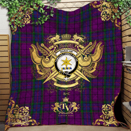 Scottish Wardlaw Clan Tartan Quilt - Military Logo Style Scottish Plaid Tartan Plaid