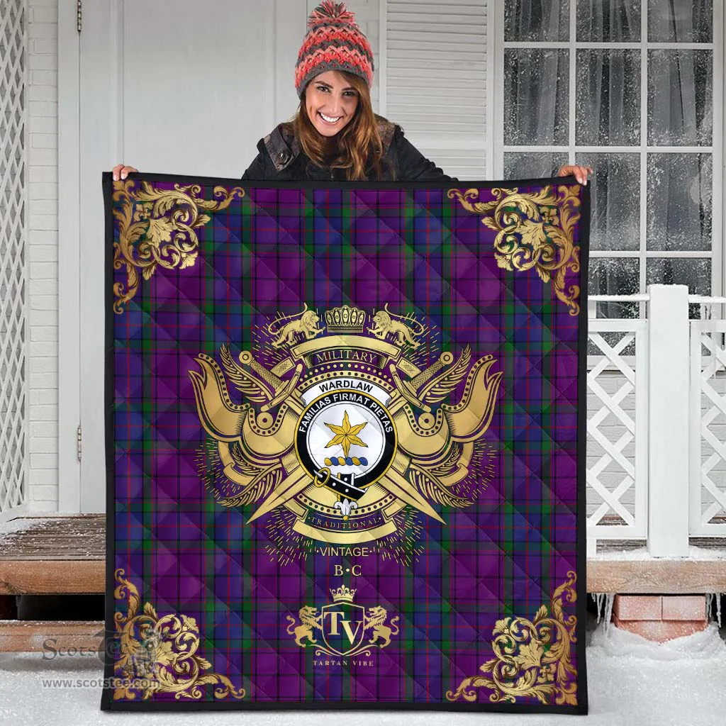 Scottish Wardlaw Clan Tartan Quilt - Military Logo Style Scottish Plaid Tartan Plaid