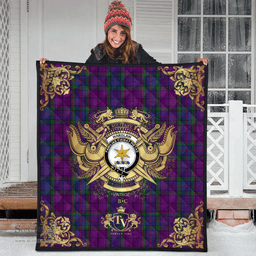Scottish Wardlaw Clan Tartan Quilt - Military Logo Style Scottish Plaid Tartan Plaid