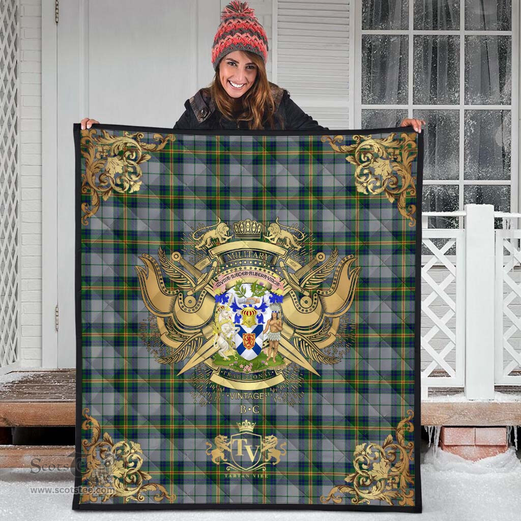 Scottish Nova Scotia District Dress 02 Clan Tartan Quilt - Military Logo Style Scottish Plaid Tartan Plaid
