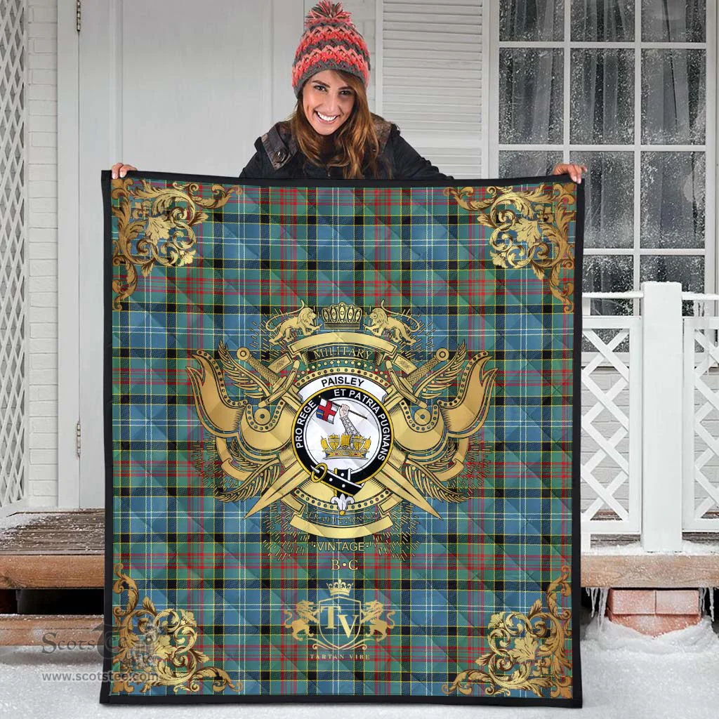 Scottish Paisley Clan Tartan Quilt - Military Logo Style Scottish Plaid Tartan Plaid