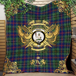 Scottish Wood Modern Clan Tartan Quilt - Military Logo Style Scottish Plaid Tartan Plaid