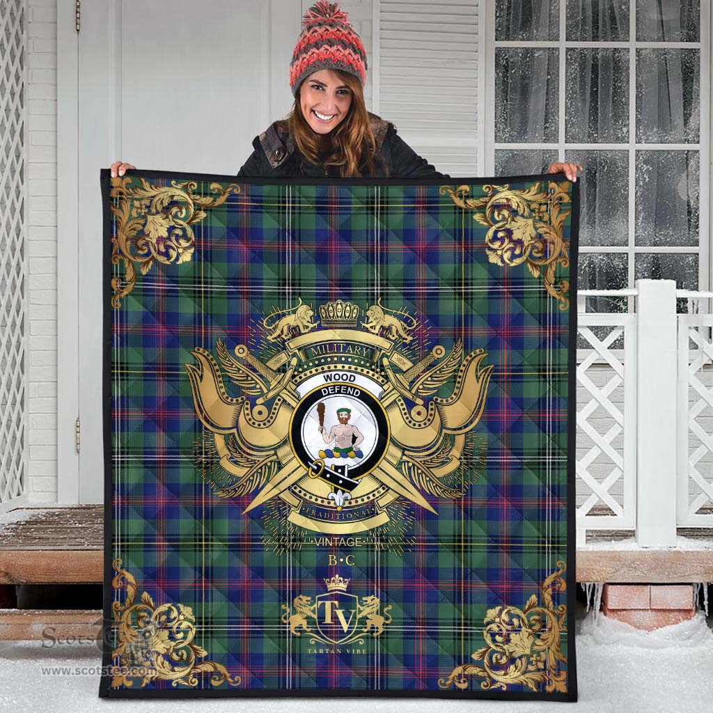 Scottish Wood Modern Clan Tartan Quilt - Military Logo Style Scottish Plaid Tartan Plaid