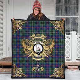Scottish Wood Modern Clan Tartan Quilt - Military Logo Style Scottish Plaid Tartan Plaid