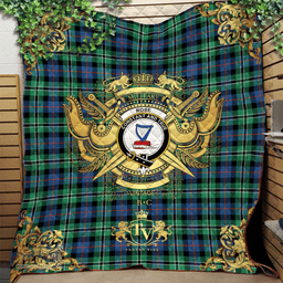 Scottish Rose Hunting Ancient Clan Tartan Quilt - Military Logo Style Scottish Plaid Tartan Plaid
