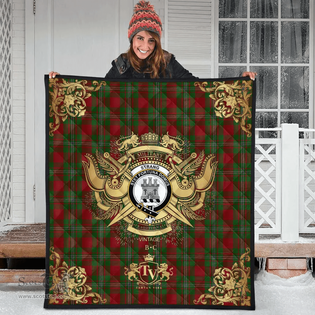 Scottish Strange Clan Tartan Quilt - Military Logo Style Scottish Plaid Tartan Plaid