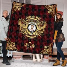 Scottish Menzies Hunting Clan Tartan Quilt - Military Logo Style Scottish Plaid Tartan Plaid