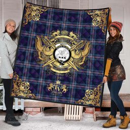 Scottish Nevoy Clan Tartan Quilt - Military Logo Style Scottish Plaid Tartan Plaid