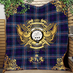 Scottish Nevoy Clan Tartan Quilt - Military Logo Style Scottish Plaid Tartan Plaid