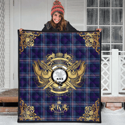 Scottish Nevoy Clan Tartan Quilt - Military Logo Style Scottish Plaid Tartan Plaid