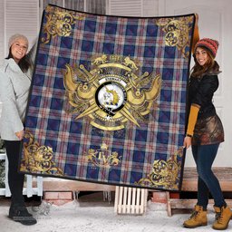 Scottish Stewart of Appin Hunting Dress Clan Tartan Quilt - Military Logo Style Scottish Plaid Tartan Plaid