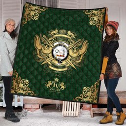 Scottish Skene or Tribe of Mar Clan Tartan Quilt - Military Logo Style Scottish Plaid Tartan Plaid
