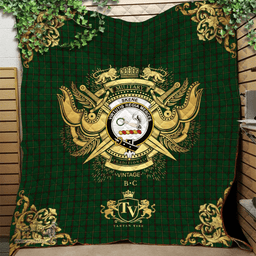 Scottish Skene or Tribe of Mar Clan Tartan Quilt - Military Logo Style Scottish Plaid Tartan Plaid