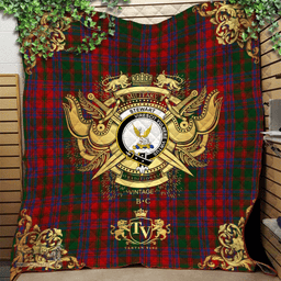 Scottish Stewart of Urrard Clan Tartan Quilt - Military Logo Style Scottish Plaid Tartan Plaid