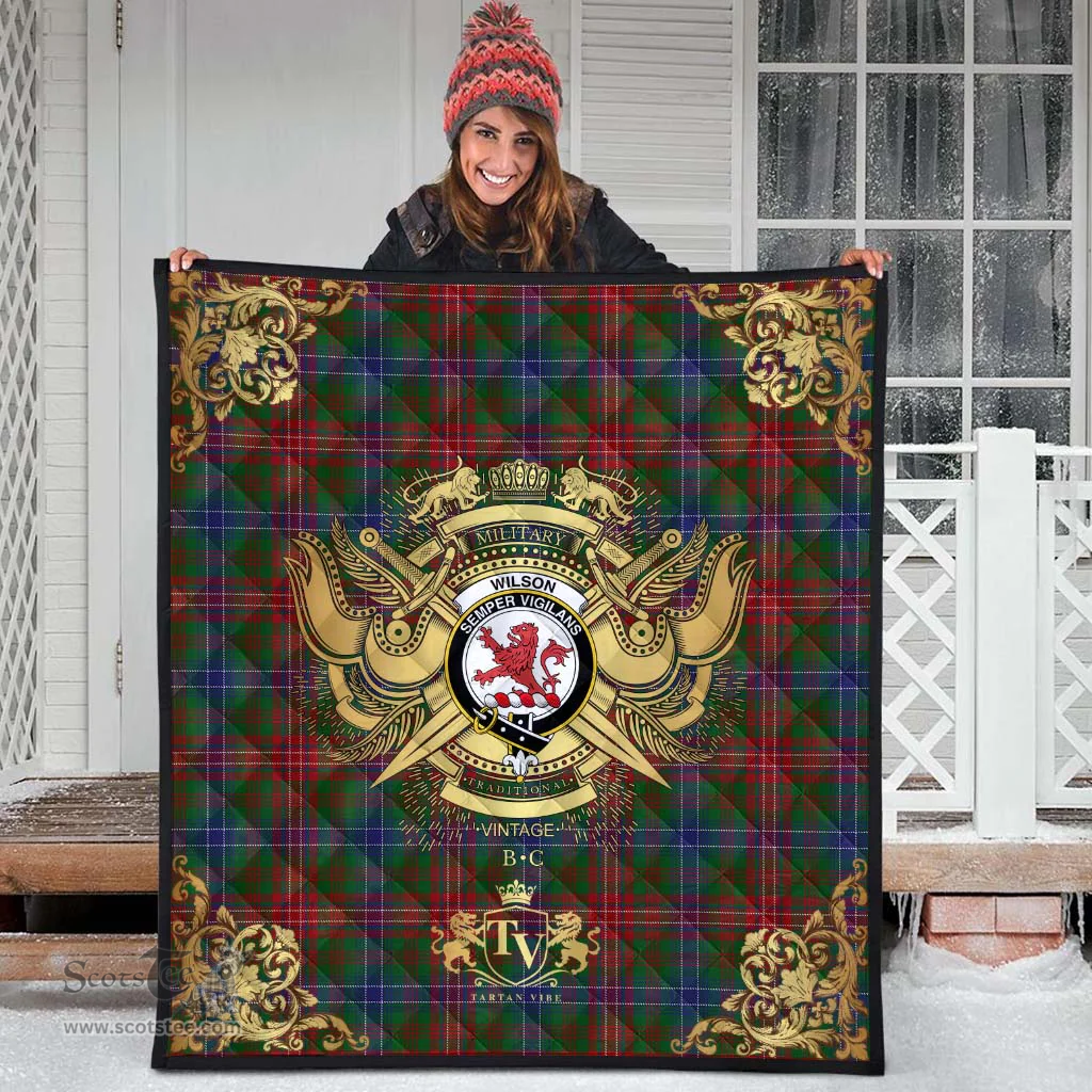 Scottish Wilson 03 Clan Tartan Quilt - Military Logo Style Scottish Plaid Tartan Plaid