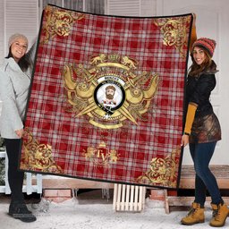 Scottish Menzies 02 Clan Tartan Quilt - Military Logo Style Scottish Plaid Tartan Plaid