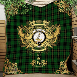 Scottish Wallace Hunting Clan Tartan Quilt - Military Logo Style Scottish Plaid Tartan Plaid