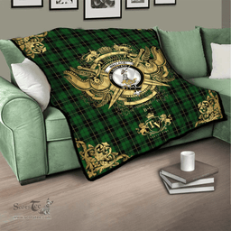 Scottish Wallace Hunting Clan Tartan Quilt - Military Logo Style Scottish Plaid Tartan Plaid