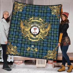 Scottish Robertson Hunting Ancient Clan Tartan Quilt - Military Logo Style Scottish Plaid Tartan Plaid