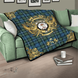 Scottish Robertson Hunting Ancient Clan Tartan Quilt - Military Logo Style Scottish Plaid Tartan Plaid