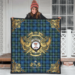 Scottish Robertson Hunting Ancient Clan Tartan Quilt - Military Logo Style Scottish Plaid Tartan Plaid