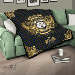 Scottish Murray of Atholl Modern Clan Tartan Quilt - Military Logo Style Scottish Plaid Tartan Plaid