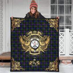 Scottish Murray of Atholl Modern Clan Tartan Quilt - Military Logo Style Scottish Plaid Tartan Plaid