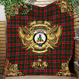 Scottish Thompson (Mackinlay) Clan Tartan Quilt - Military Logo Style Scottish Plaid Tartan Plaid